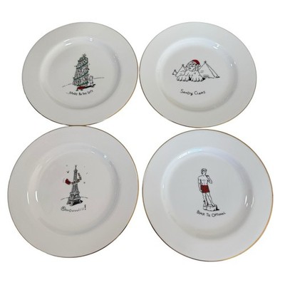 Merry Masterpieces Fine Porcelain First Edition 1999 Set Of 4 Holiday Plates