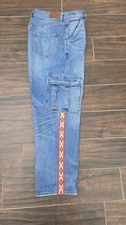 Johnny Was Eliza Cargo Jeans Embroidered Seams Women  s 31 Tag