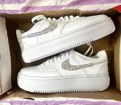 Custom Crystal Swarovski Nike Court Vision Alta LTR platform Sneakers Size 11