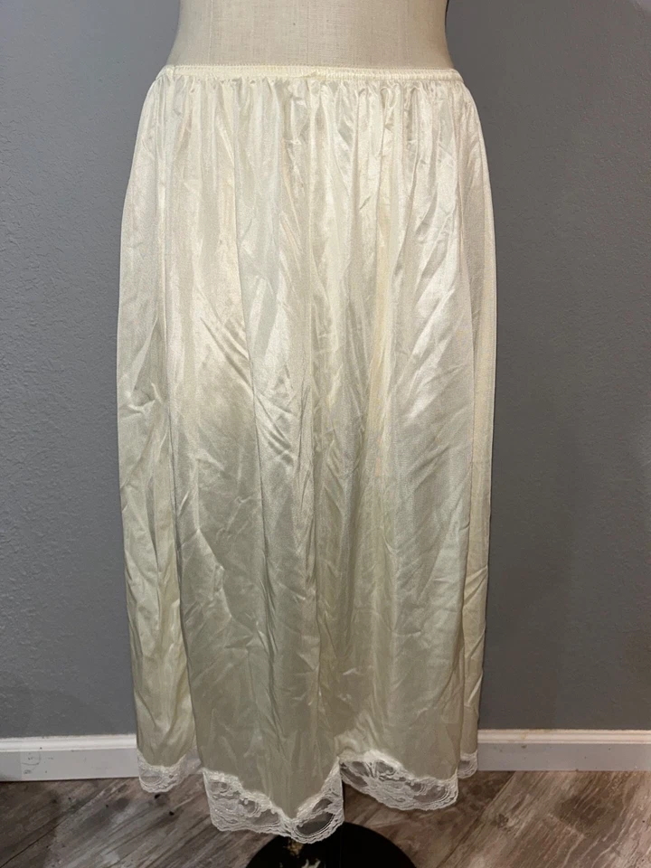 Vassarette женщин винтажный черный кружевной отделки Midi половина скольжения размер 2XL 28» эластичной - Изображение 3 из 4