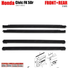 For Honda Civic FK 5Dr 2017 - '21 Set Inner Weatherstrip Window Molding Belt