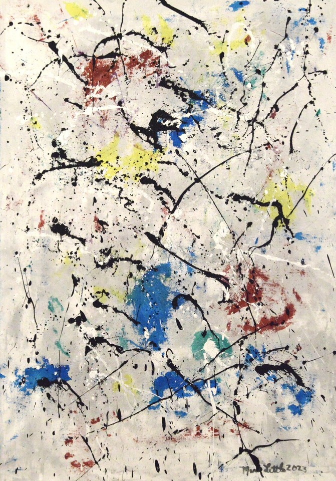 64”X44” Jackson Pollock style canvas painting Acrylic,Abstract, Modern