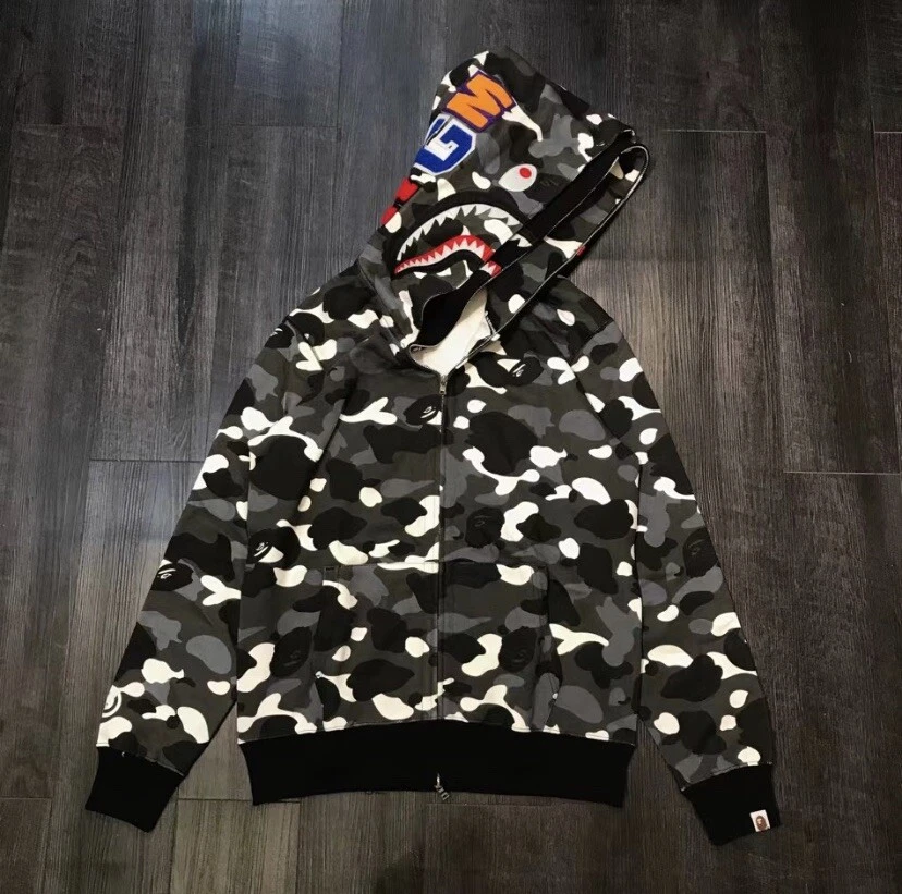 BAPE CITY CAMO SHARK WIDE FULL ZIP DOUBLE HOODIE