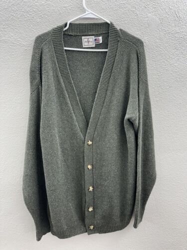 Old Glory Mens Cardigan Sweater Size Large Green Knit Vintage Long Sleeve - Picture 1 of 12