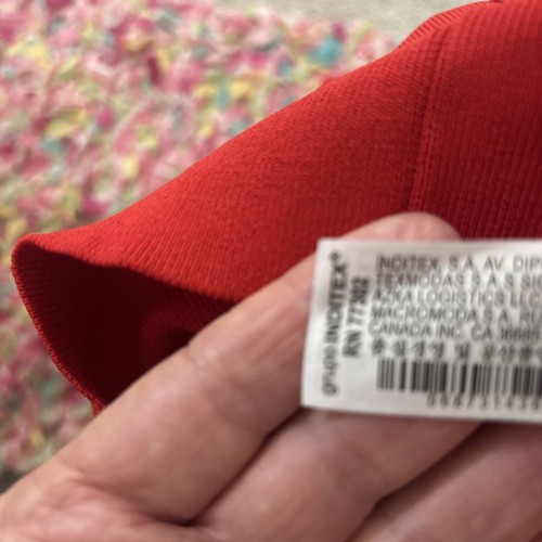 zara dress M Midi Red Stretch One Arm Long Sleeve Stretchy Body-com Style NWOT - Imagen 11 de 11