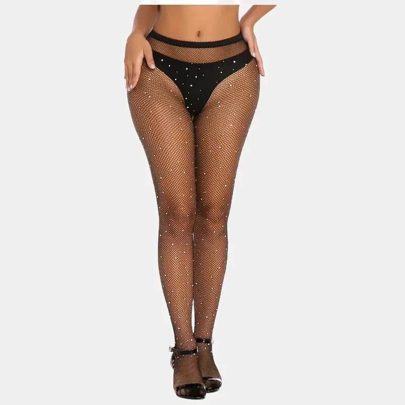 MERYLURE Collant Indistruttibili Con Strass Per Donna – Calze A Rete Ultra Scintillanti, Vita Alta, Taglie Forti – Per Feste, Discoteca, Halloween - 2