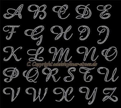 Hotfix Strass Bügelbild  Initialen Nr.2  zur Wahl  ''A -Z'' 120503 Karostonebox