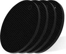 8PCS Silicone Trivet Mats, Hot Pads for Kitchen, Trivet, Black