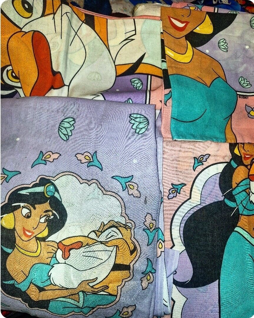 Disney Aladdin Twin SHEET SET 87x57 Princess Jasmine Vintage Disney Aladdin Twin SHEET SET 87x57 Princess Jasmine Vintage