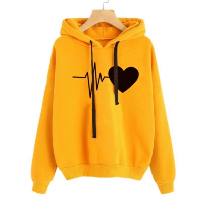 Heart Print Women Spring Autumn Hoodies