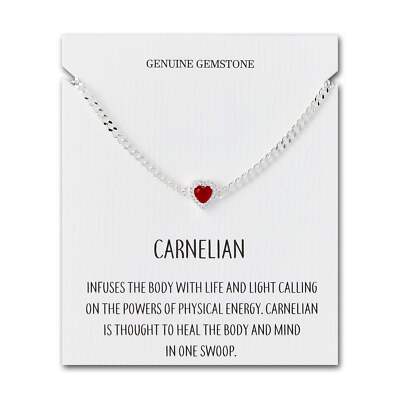Karneol Herz Edelstein Armband mit Spruchkarte erstellt mit Zircondia  Crysta