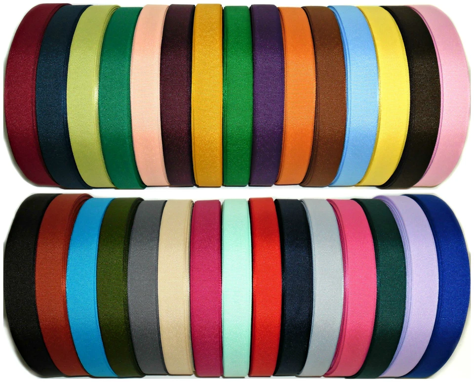 Ruban Grosgrain 25MM Double Face, 5 Mètres, Couleurs Assorties, Lot - Photo 1/2