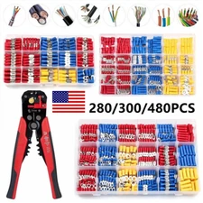 480Pcs Insulated Assorted Electrical Wire Terminals Crimp Connectors Spade Set