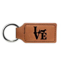 Love Bull Terrier Keychain Leatherette - Laser Engraved - park bully pit bull