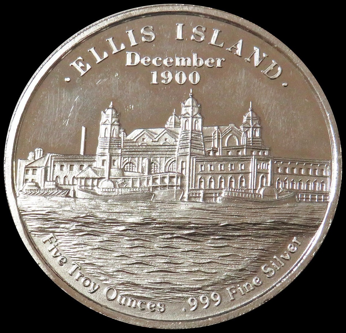 1986 ELLIS ISLAND 5oz 999 FINE SILVER ROUND | eBay