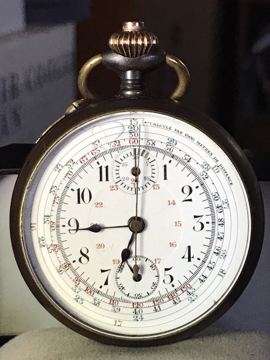 Antique Swiss Made Chronometer Chronograph Pocket Watch