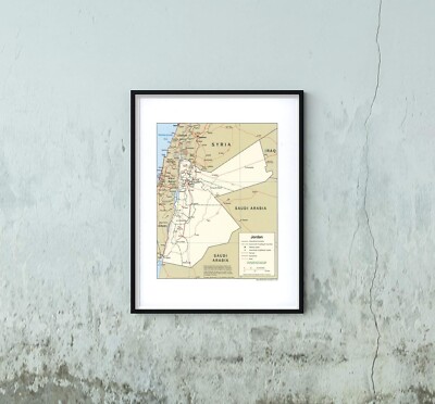 2004 Map|Title: Jordan|Subject: Jordan Map Size: 18 inches x 24 inches |Fits 18x