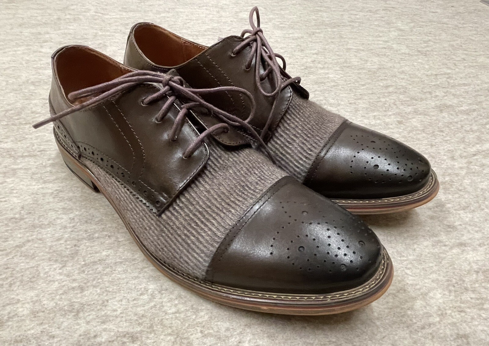 SAOLA Scarpe eleganti vintage da uomo Zodiac Cap Toe Oxford materiale misto taglia 10