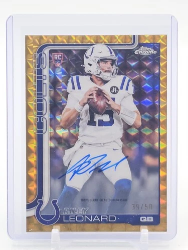 2025 Topps Chrome Football Gold Geometric Refractor Riley Leonard #RA-RL