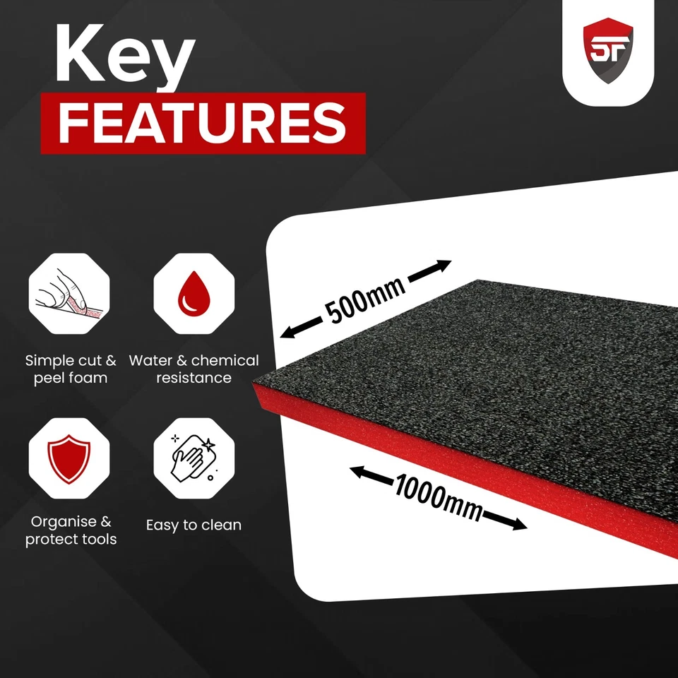 Espuma de sombra (1000 mm x 500 mm) | Hojas de espuma personalizables para cortar y pelar Foto 2 de 4