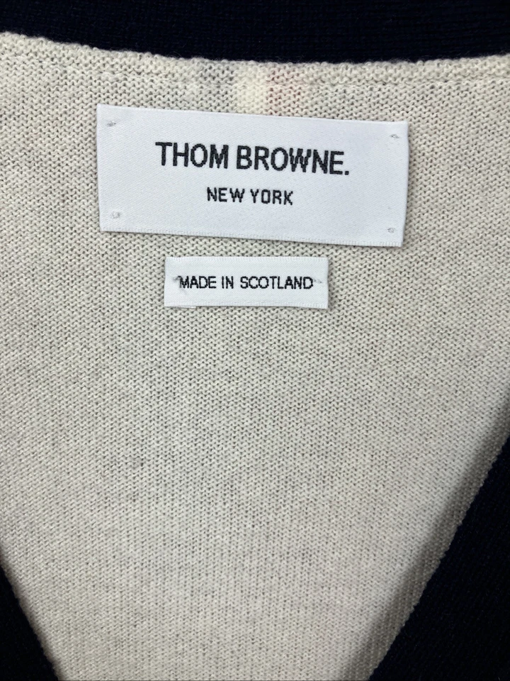 Sz 3 ICONIC Thom Browne Scotland Color Block Cardigan  Sweater Red Blue - Image 2 of 4