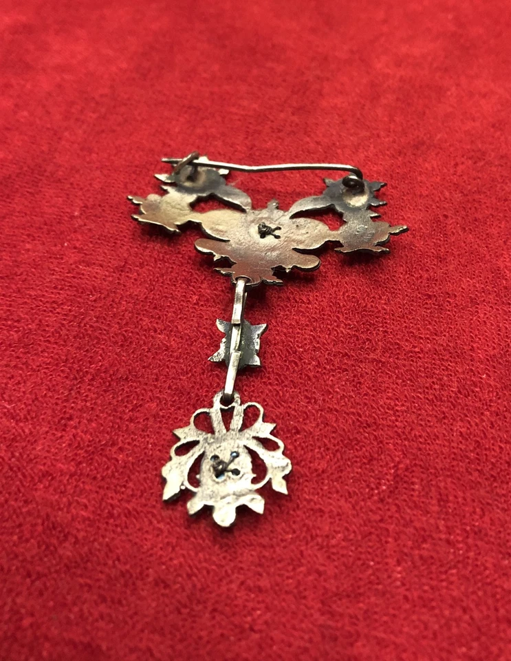 Argento 800 - Spilla Fiori stilizzati in Filigrana Sarda - peso 6 gr - Immagine 2 di 4