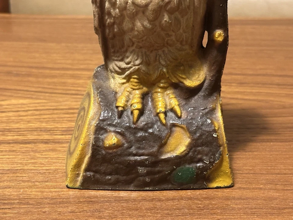 Owl vintage cast iron coin bank from Book of Knowledge - Image 3 of 4
