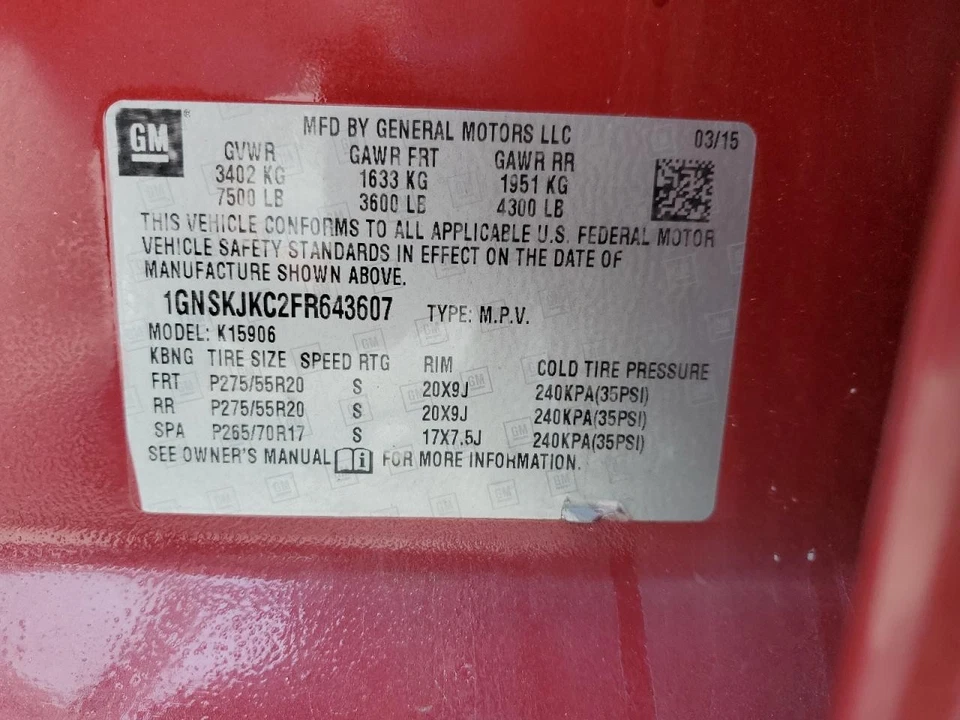 Used Front Left Door Interior Trim Panel fits: 2015 Chevrolet Suburban 1500  Gra - Image 3 of 4