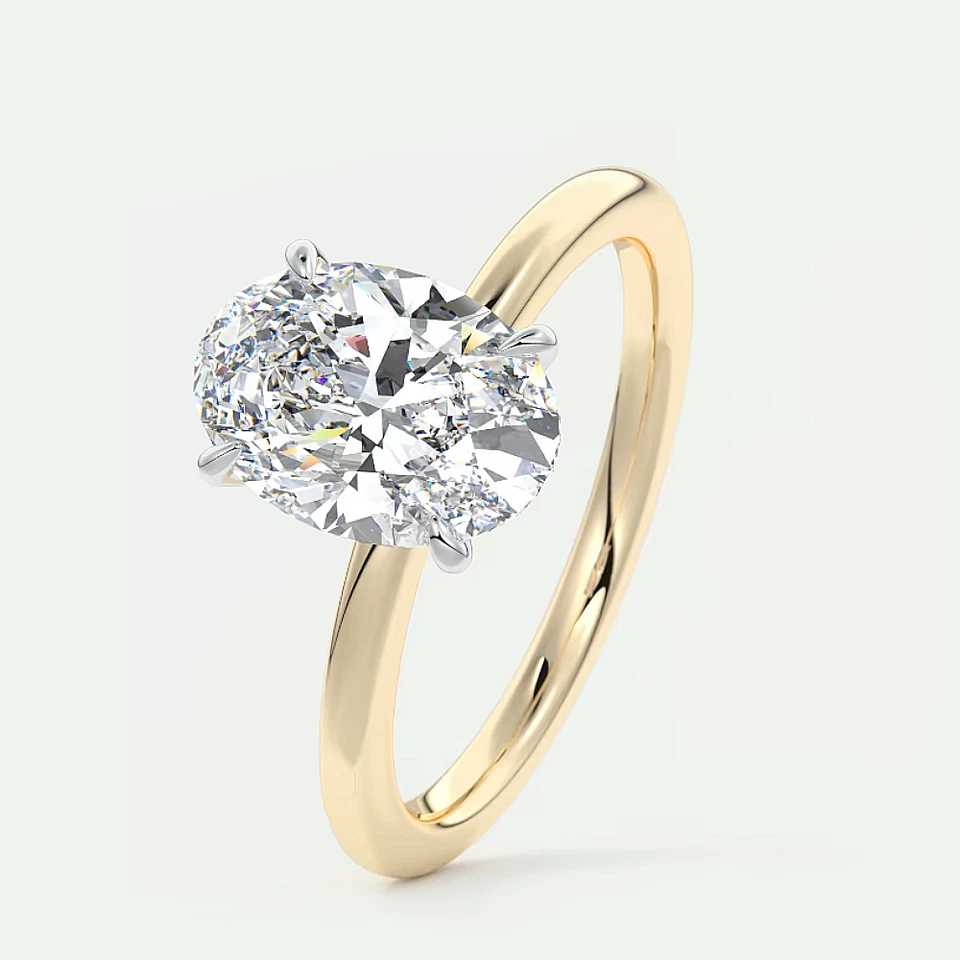 Engagement Ring 14k Multi Tone Gold Oval Cut Setting Semi Mount Sizes 4 5 5.5 - Image 2 of 4