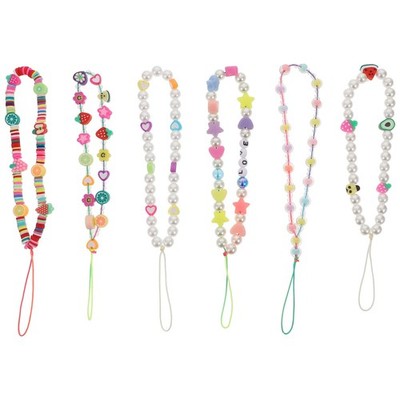 6 Stück stilvolle Perlen-Armband, Perlen-Handykette, dekorative Handykette