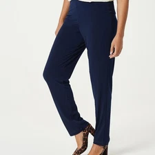 Susan Graver Essentials Size 3X Petite Navy Liquid Knit Straight Leg Pants