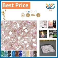 Rose Gold Fire Glass 10lb – Reflective, Heat-Resistant, for Fire Pits & Lands...