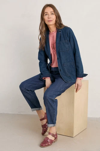 Seasalt Women's Blazer - blue Willow Carr Denim Blazer - Tall - Mid Indigo Wash - Picture 3 of 6