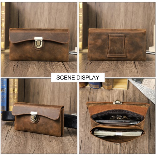 Herren Echt Leder Bauchtasche Hüfttasche Gürteltasche 6.9" Handytasche Geldbörse - 第 8/11 張圖片