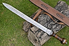 CUSTOM HANDMADE FORGED DAMASCUS STEEL GLADIATOR GLADIUS SWORD WITH SHEATH 2913