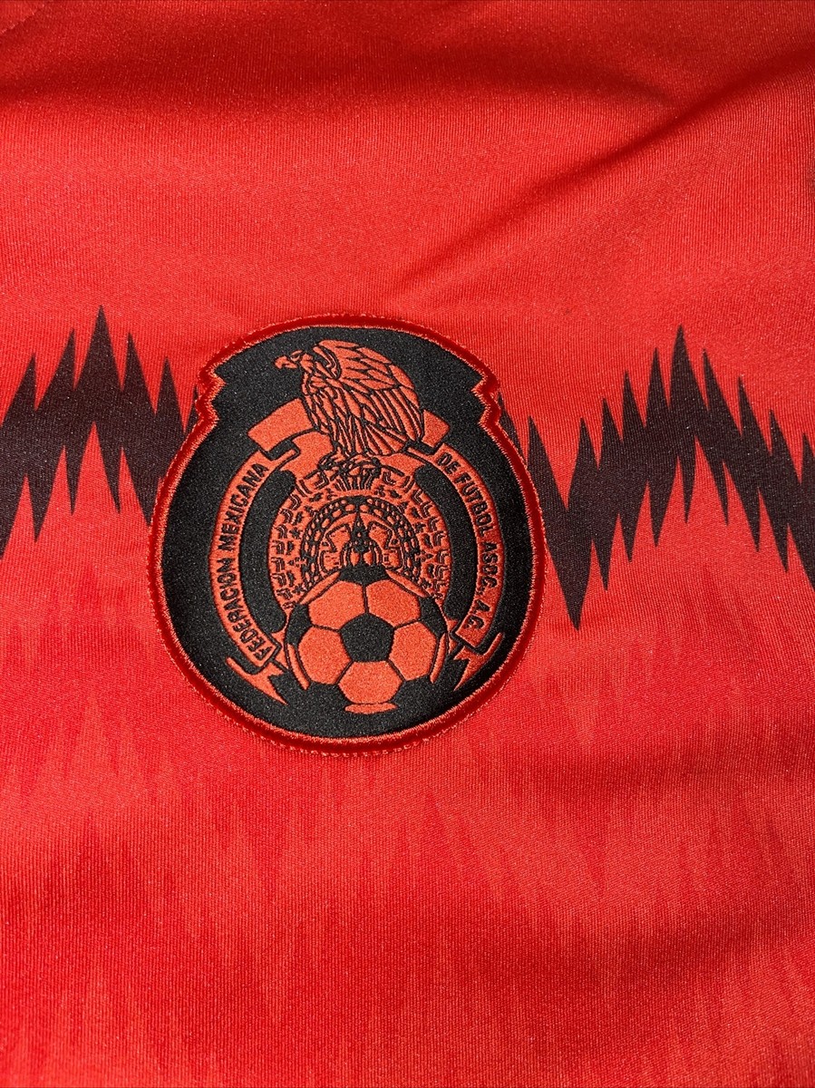 Soccer Jersey Mexico Black / Red w/ Patch Mens XL Breathable