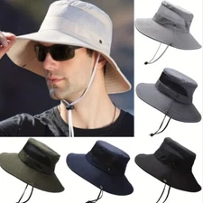 Outdoor Summer Wide Brim Bucket Sun Hat Men Women Fishing Camping Hunting Cap US