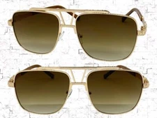 Men's Classic Elegant Modern Retro SUNGLASSES Square Rose Gold Frame Honey Lens