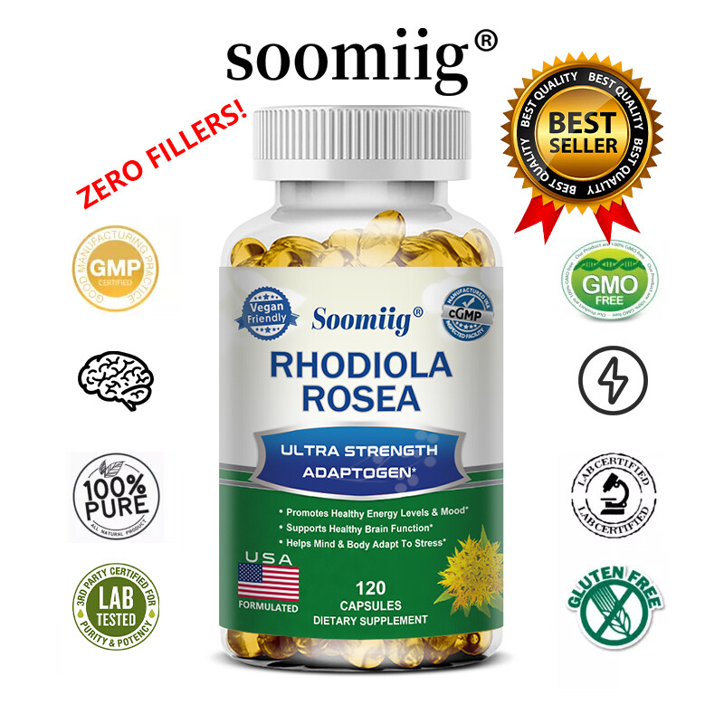 Extracto de raíz de Rhodiola rosea alta potencia 1000 mg 30 a 120 cápsulas