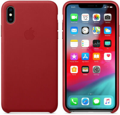 Original Apple iPhone XS MAX Leder Schutzhülle Case Cover MRWQ2ZM/A Rot Red OVP