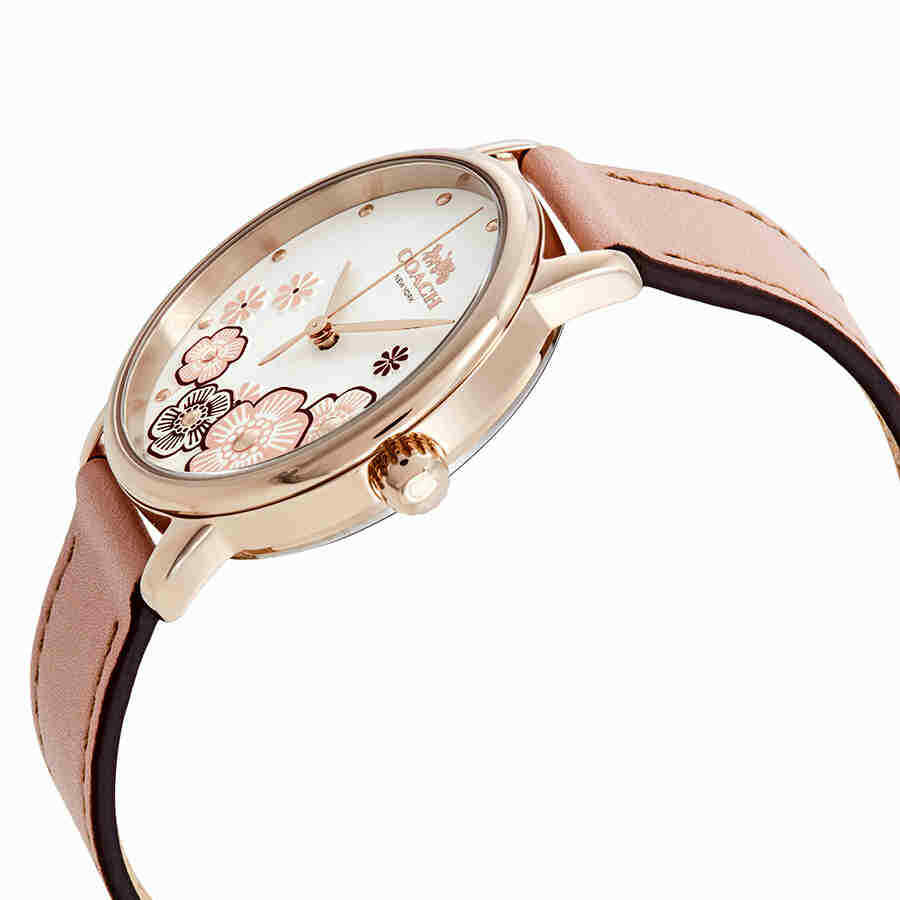 Coach 14503009 Grand Pink Leather Strap Flower Dial Women's Watch