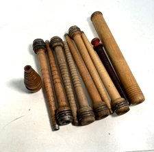 Wood Spools Bobbins Wooden Industrial Style 3"-9.75" Quills Mixed Lot-10: