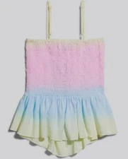 $48 FBZ Kids Girls Pink Peplum Ruched Cami Tank Top Size 6