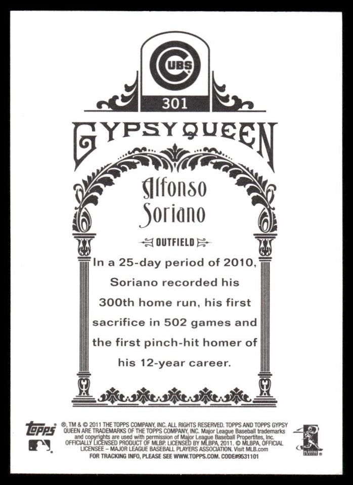 2011 Topps Gypsy Queen #301 Alfonso Soriano - Image 2 of 2