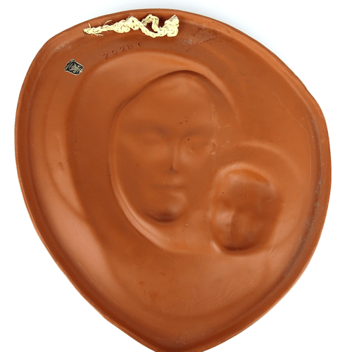 Madonna mit Kind, Terrakotta Wandbild, Gmundner Keramik,Gmunden Austria, ~1950 - Bild 3 von 5