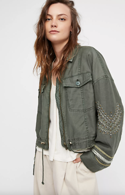 Free People Extreme Cropped Military Jacket Size Large | eBay