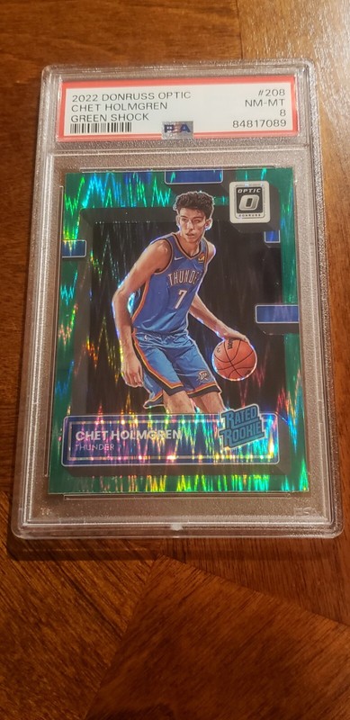 2022-23 Donruss Optic Chet Holmgren #208 Rated Rookie Green Shock Psa 8