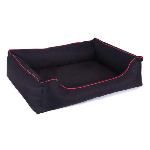 Niche lit pour chien en noir avec bordure rouge ou blanche taille int 56 x 40 cm - Photo 1/7