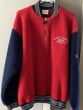 Walt Disney World Sports Mens Pullover Mickey Mouse 1971 Sherpa Fleece Red SZ Lg