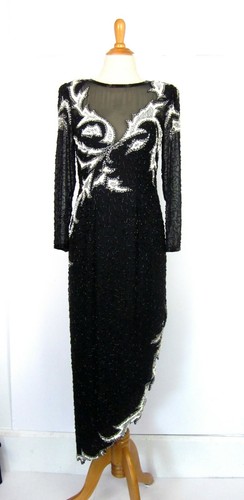 Vintage A J Bari Black Silk Beaded 